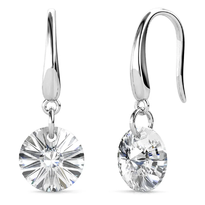 Women’s sterling silver earrings-Reese 18k White Gold Plated Earrings with Solitaire Round Cut Swarovski Crystals - Final Sale