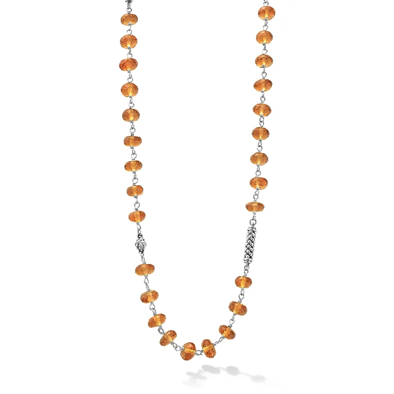 Women’s cubic zirconia necklaces-Caviar Icon Long Citrine Beaded Necklace