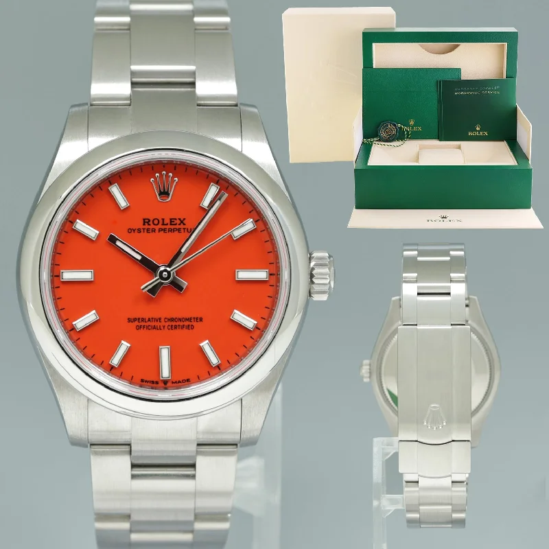 Unisex quartz watches-2023 NEW Rolex Oyster 277200 Perpetual 31mm Red Coral Watch Box