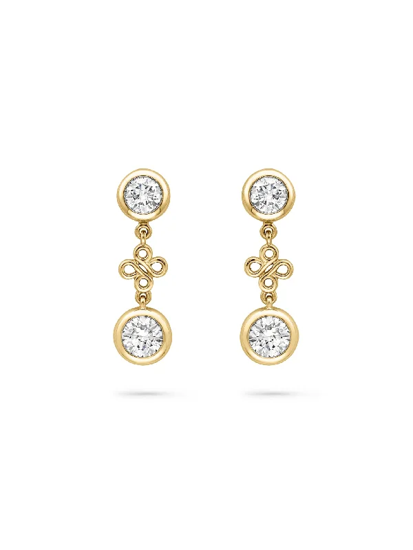 Women’s rhinestone earrings-Beach Yellow Gold Detachable Diamond Drop Earrings