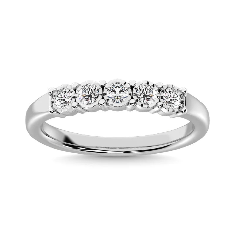 Women’s engraved engagement rings-Diamond Illusion Band 1/6 ct tw Round-cut in 10K White Gold