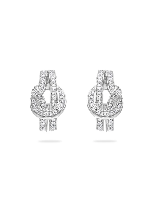 Women’s butterfly earrings-The Knot White Gold Diamond Earrings