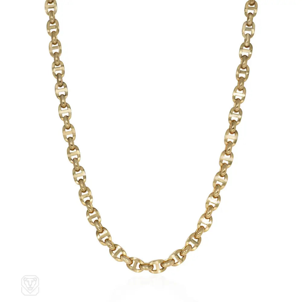 Women’s diamond tennis necklaces-French gold nautical link necklace