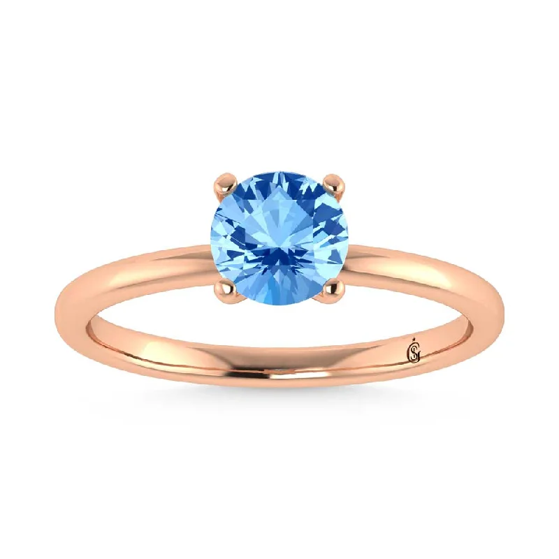 Women’s unique engagement rings-IGI Certified 14K Rose Gold Lab Grown Blue Diamond 2 Ct.Tw. Solitaire Ring