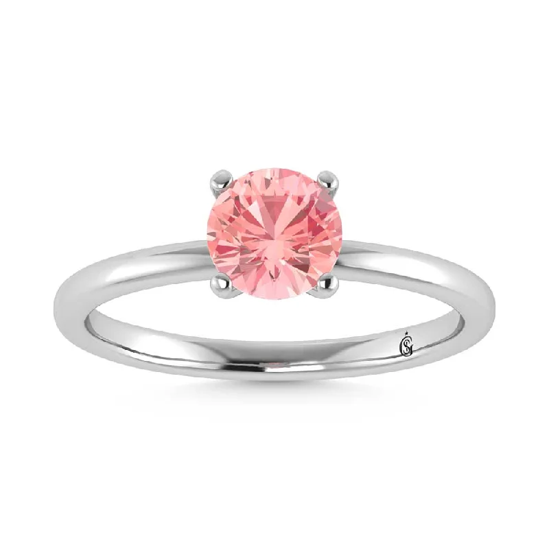 Women’s split-shank engagement rings-IGI Certified 14K White Gold Lab Grown Pink Diamond 3 Ct.Tw. Solitaire Ring