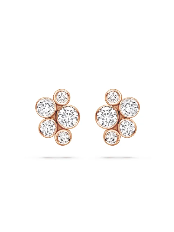 Women’s engraved earrings-Raindance Classic Cluster Rose Gold Stud Earrings