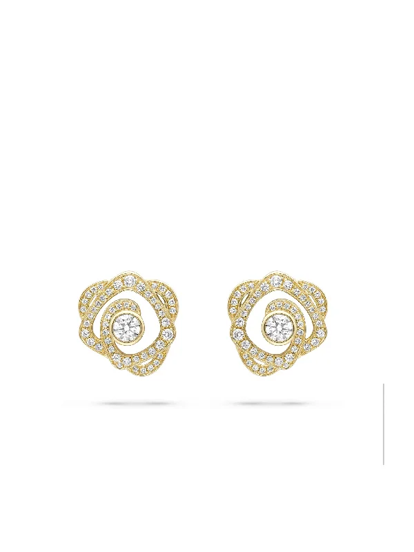 Women’s thick hoop earrings-Maymay Rose Large Yellow Gold Diamond Earrings