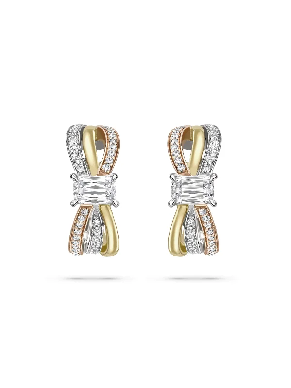 Women’s radiant diamond earrings-Ribbons Ashoka Diamond Hoop Earrings