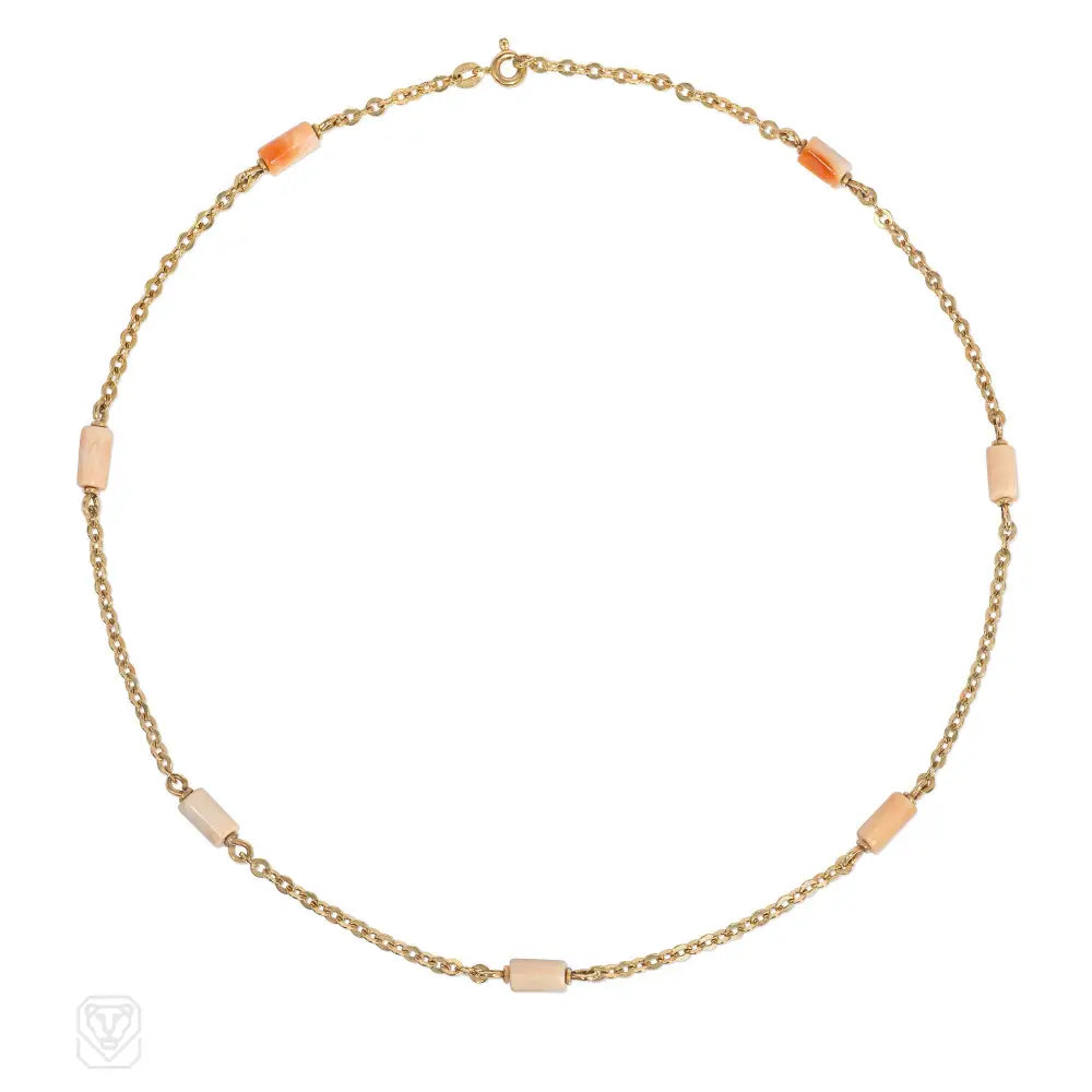 Women’s round gemstone necklaces-Italian coral and gold chain necklace