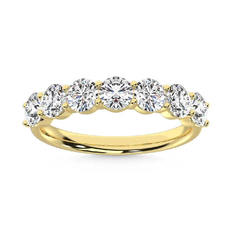 Women’s white gold engagement rings-14K Yellow Gold  Round Shape 1 Ct.Tw. 7 Stone Lab Grown Diamond Band