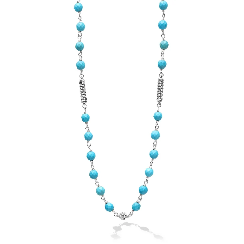 Women’s sleek necklaces-Caviar Icon Turquoise Beaded Necklace