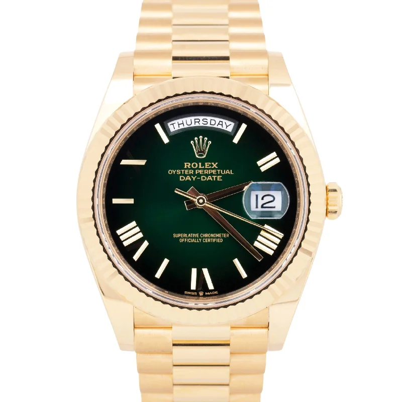 Unisex sleek watches-BRAND NEW 2024 Rolex Day-Date President 40mm GREEN OMBRE 18K Gold 228238 BOX