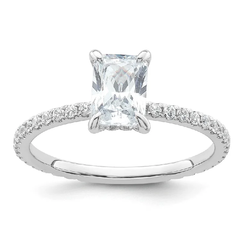 Women’s cushion-cut diamond engagement rings-14kw Solitaire with Flair Radiant 1ct Center VS/SI FGH Cert. LG Diamond Com