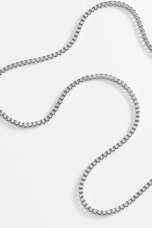 Women’s platinum necklaces-Mens Box Chain Necklace