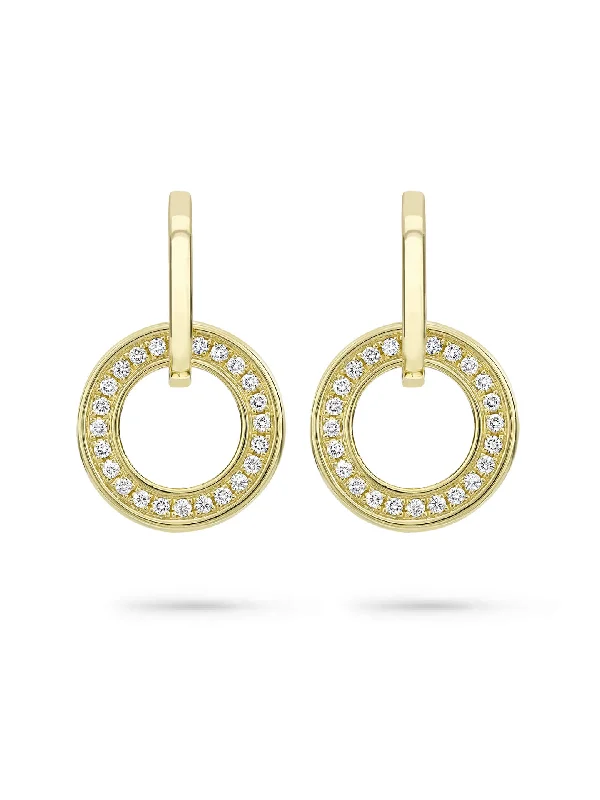 Women’s hoop and stud earrings-Roulette Classic Yellow Gold Diamond Earrings