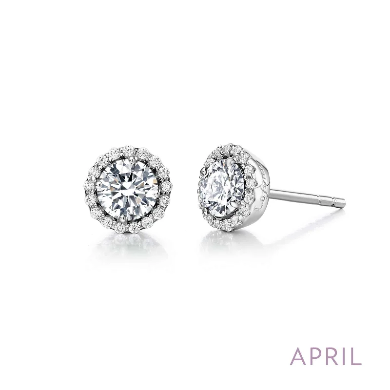 Women’s gold hoop earrings-Lafonn Simulated Diamond Birthstone Earrings - April BE001DAP