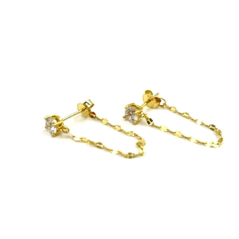 Women’s pearl stud earrings-Ashley Gold Sterling Silver Gold Plated CZ Twisted Chain Drop Earrings