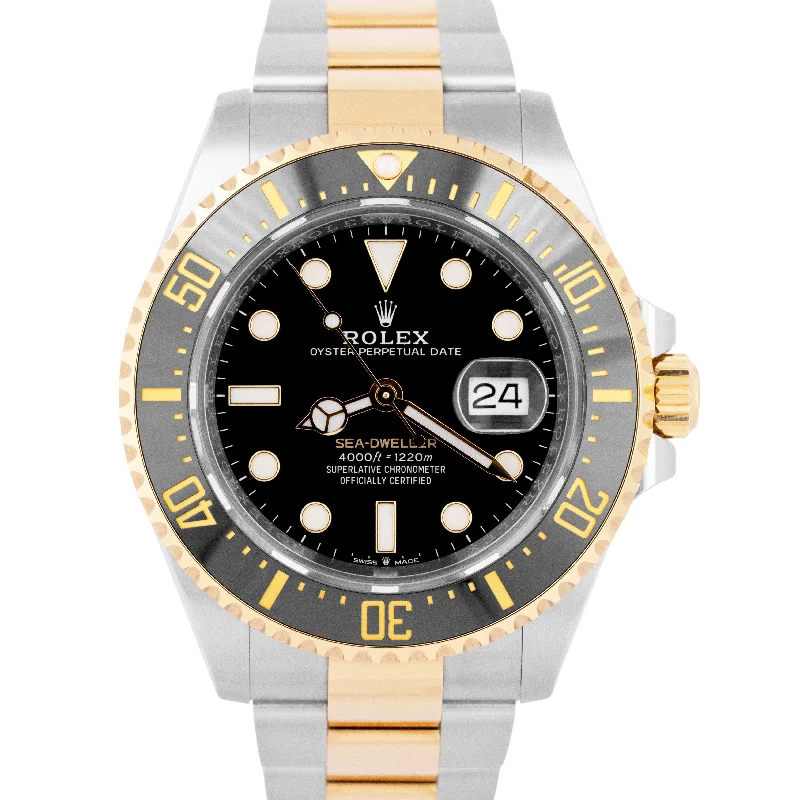 Unisex high-performance watches-MINT PAPERS Rolex Sea-Dweller 43mm Two-Tone 18K Gold Stainless Black 126603 BOX