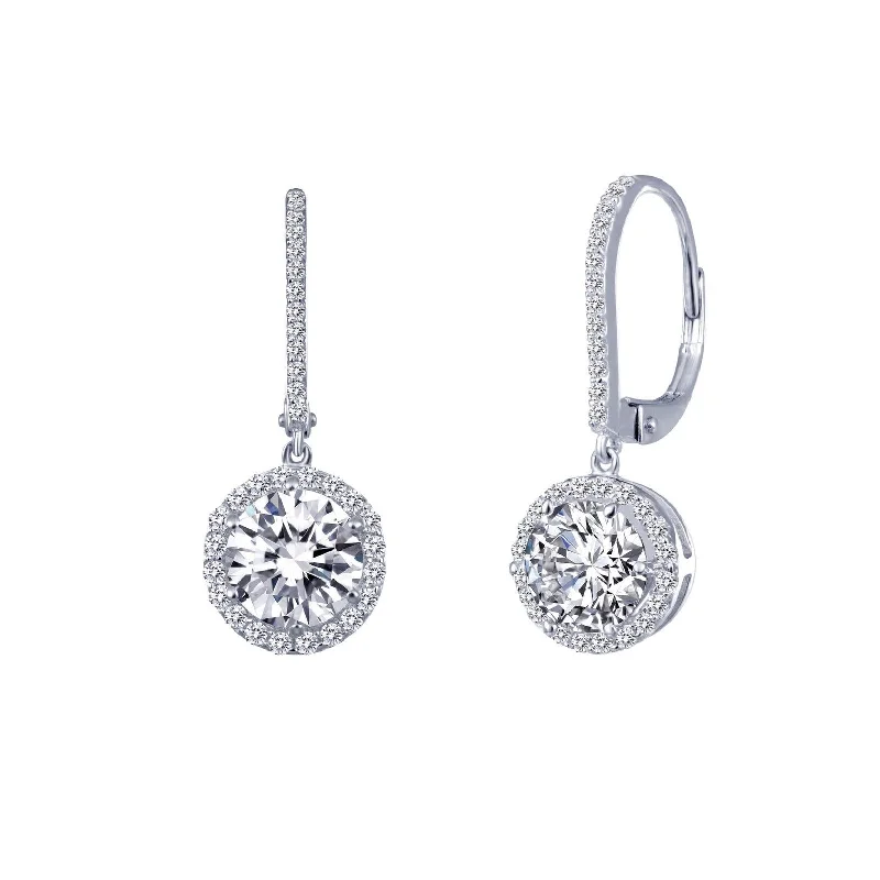 Women’s silver drop earrings-Lafonn Simulated Diamond Halo Drop Earrings E0193CLP