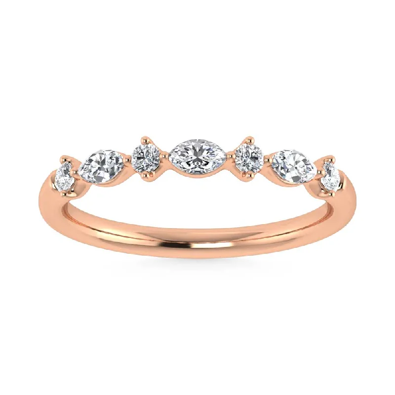 Women’s floral engagement rings-14K Rose Gold Lab Grown Diamond 1/4 Ct.Tw. Stackable Band