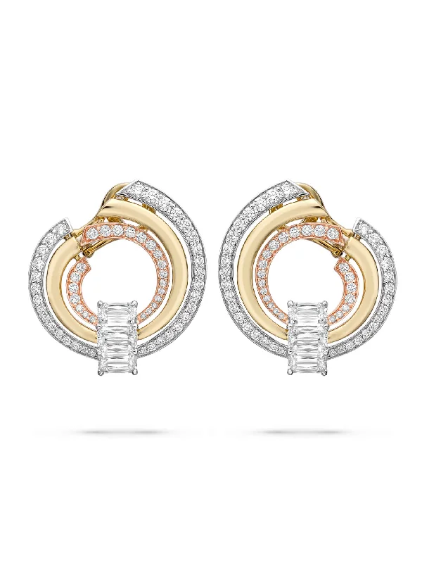 Women’s pearl drop hoop earrings-Ribbons Ashoka Platinum Gold Diamond Earrings