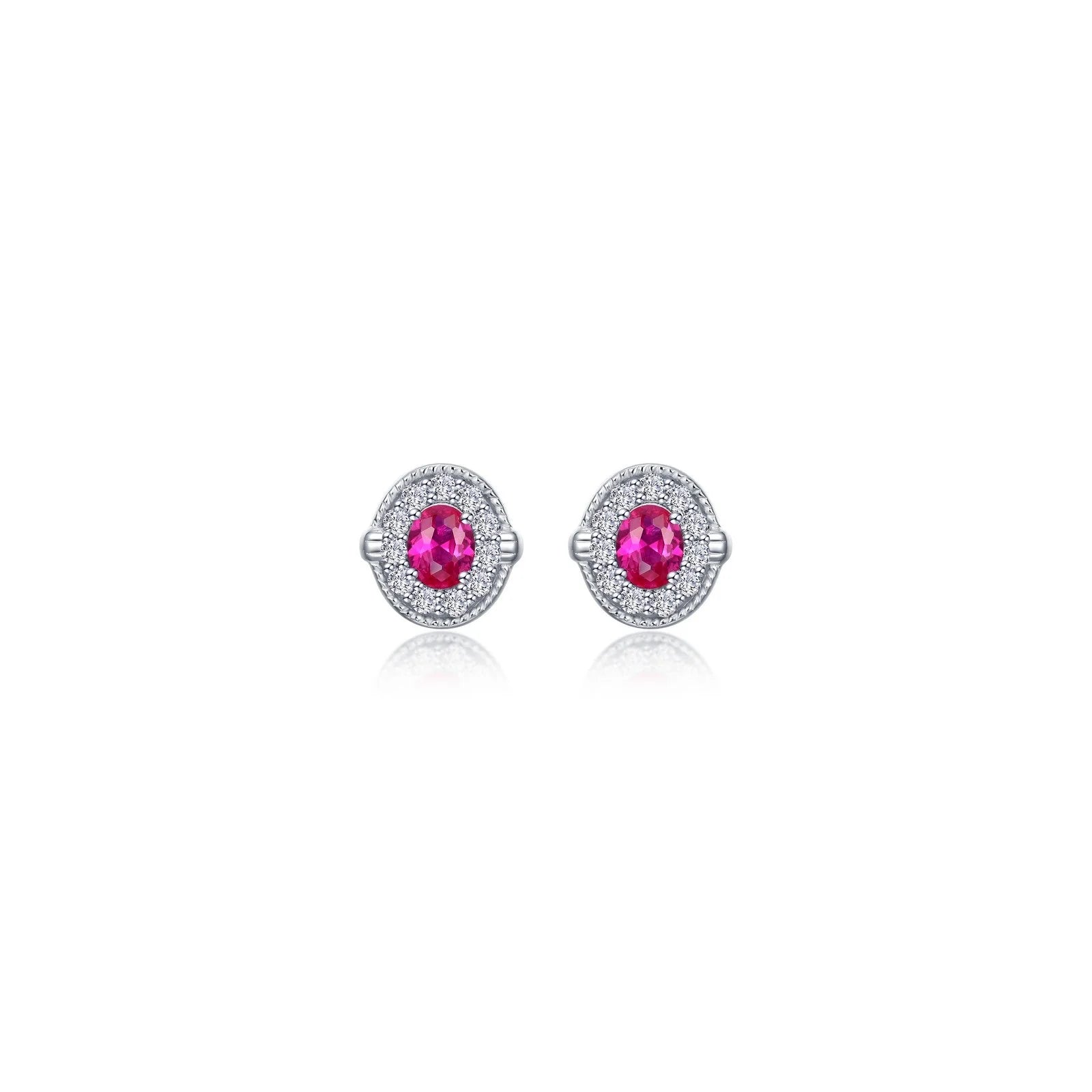 Women’s minimalist earrings-Lafonn Simulated Diamond & Ruby Halo Stud Earrings E0592CRP00