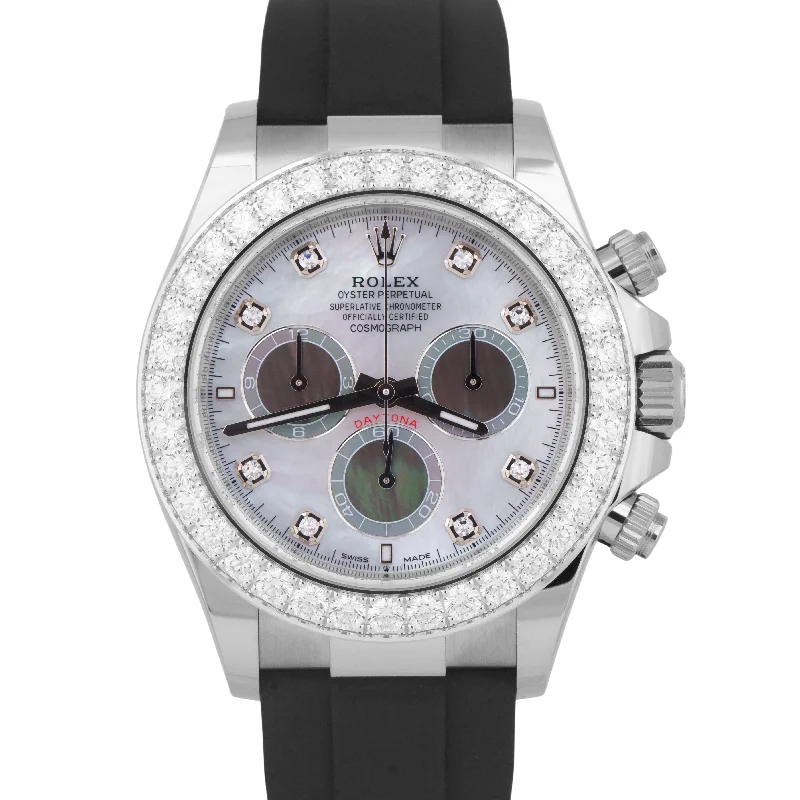 Unisex solar-powered wristwatches-NEW NOV 2024 PAPERS Rolex Daytona FACTORY MOP DIAMOND 18K Gold 126589RBR BOX