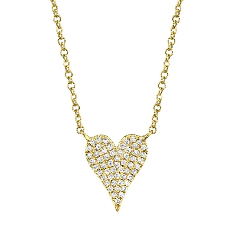 Women’s birthstone necklaces-0.11CT DIAMOND PAVE HEART NECKLACE