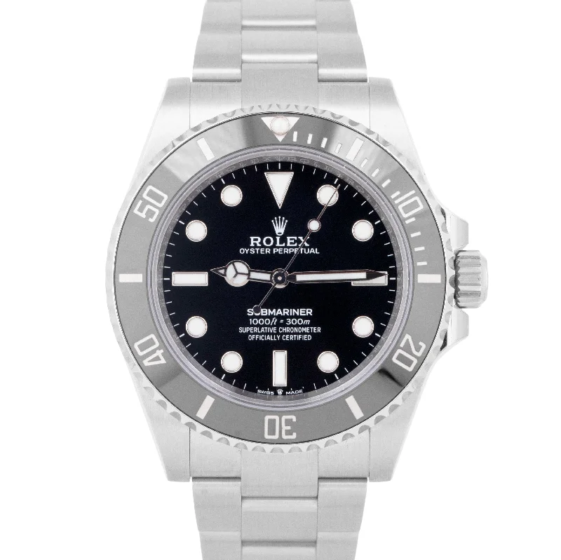 Unisex high-end watches-NEW UNWORN PAPERS Rolex Submariner No-Date 41mm 124060 LN Stainless Watch BOX