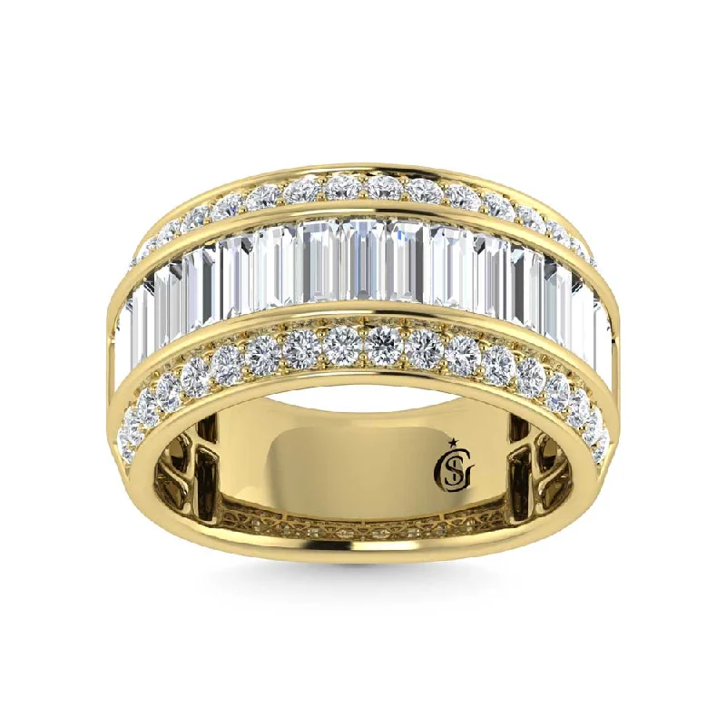 Women’s round diamond engagement rings-14K Yellow Gold Lab Grown Diamond 3 Ct.Tw. Slim Baguette Band