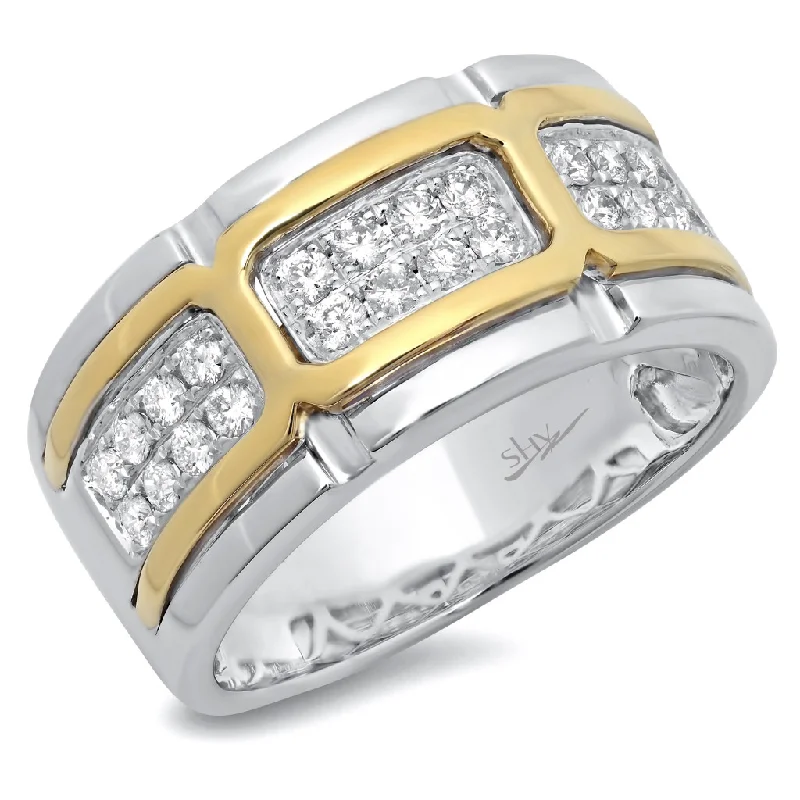 Women’s oval engagement rings-14K Two-Tone Gold Diamond Men's Band