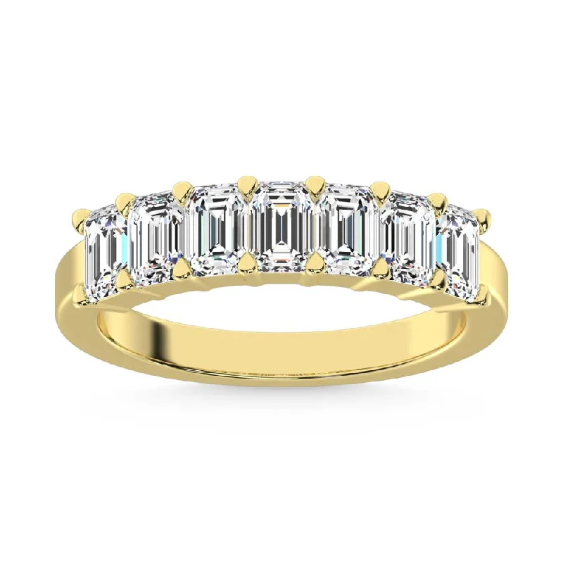 Women’s halo diamond engagement rings-14K Yellow Gold Lab Grown Diamond 1 5/8 Ct.Tw. Half Way Emerald Band