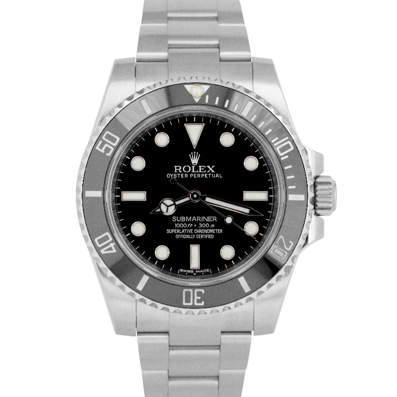 Unisex large face watches-MINT Rolex Submariner No-Date Ceramic 40mm Oyster Stainless Steel Watch 114060