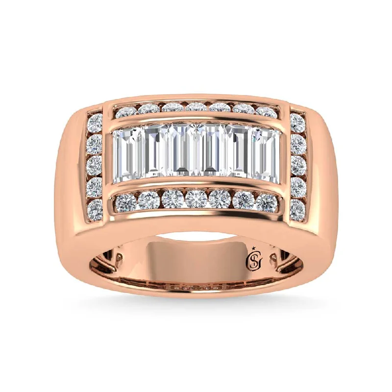 Women’s modern engagement rings-14K Rose Gold Lab Grown Diamond 2 1/6 Ct.Tw. Mens Ring