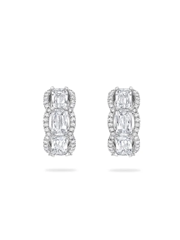 Women’s statement earrings-Ashoka Vintage Platinum Diamond Hoop Earrings