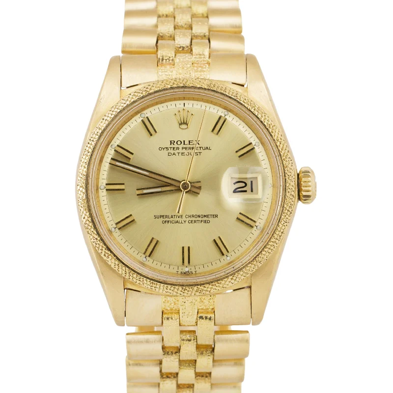 Unisex fashionable timepieces-Rolex DateJust Champagne FLORENTINE 36mm 18K Yellow Gold JUBILEE 1611 Watch