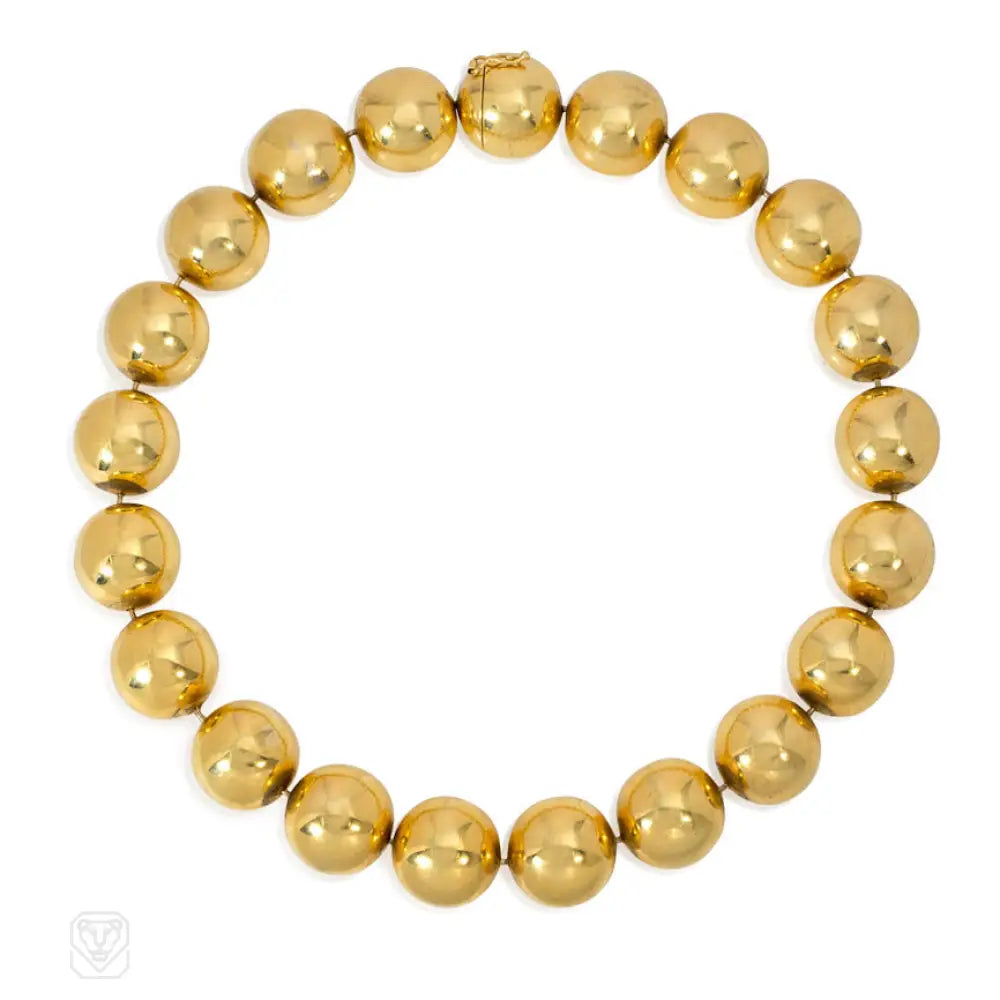 Women’s diamond necklaces-Tiffany & Co. estate gold bead necklace.