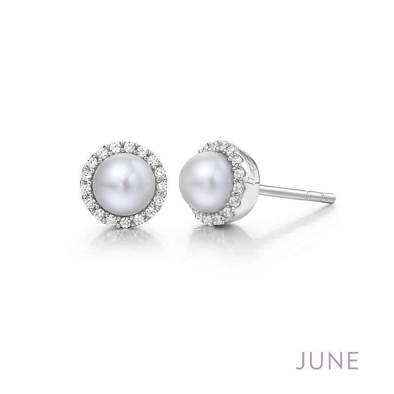 Women’s clip-on earrings-Lafonn Simulated Diamond & Cultured Freshwater Pearl Birthstone Earrings - June BE001PLP