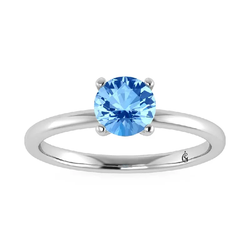 Women’s emerald engagement rings-IGI Certified 14K White Gold Lab Grown Blue Diamond 1 Ct.Tw. Solitaire Ring