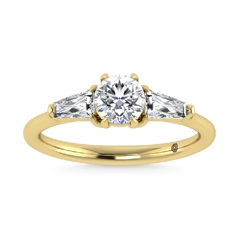 Women’s trendy engagement rings-14K Yellow Gold Lab Grown Diamond 1 1/4 Ct.Tw. Three Stone Ring (Center 3/4 ct)