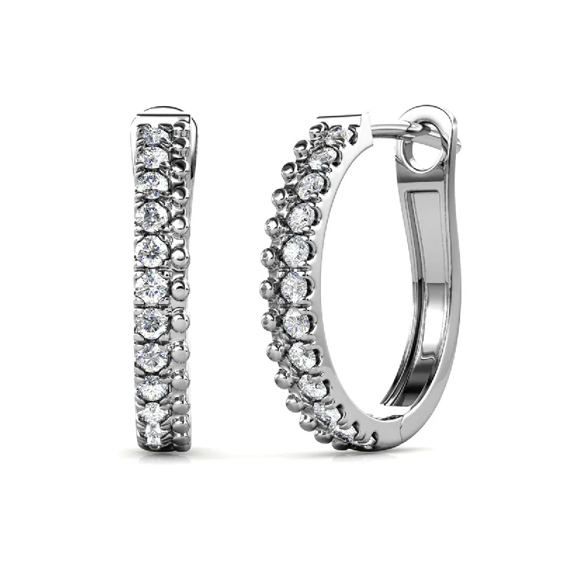 Women’s silver huggie earrings-Teagan 18k White Gold Plated Hoop Earrings with Swarovski Crystals for Women