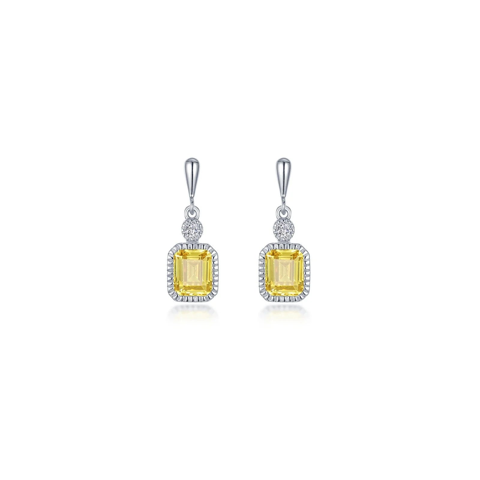 Women’s statement stud earrings-Lafonn Simulated Diamond & Canary Drop Earrings E0615CAP00