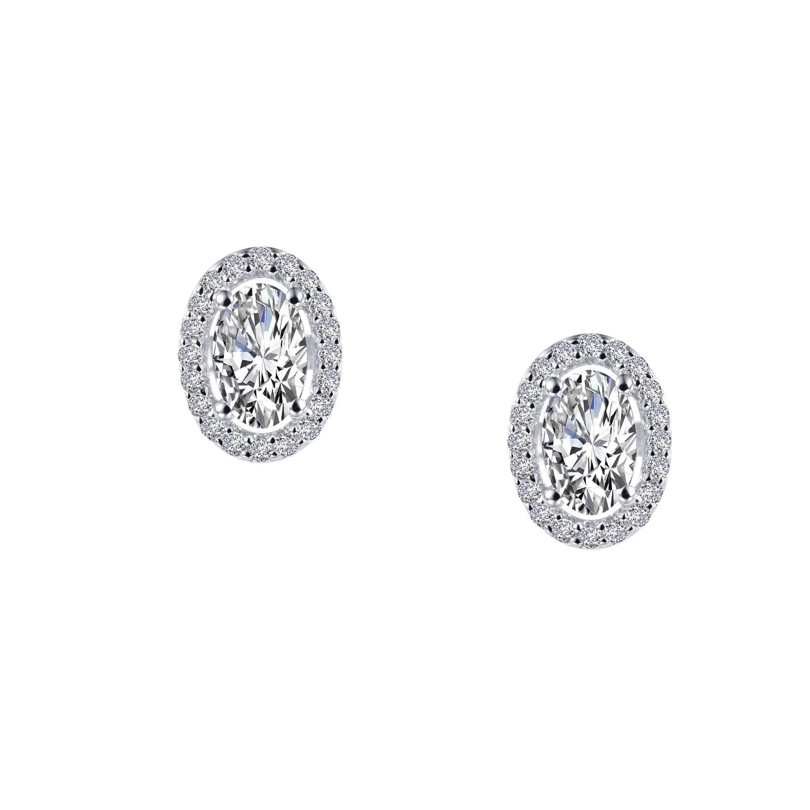 Women’s handcrafted earrings-Lafonn Simulated Diamond Oval Halo Stud Earrings E0326CLP00