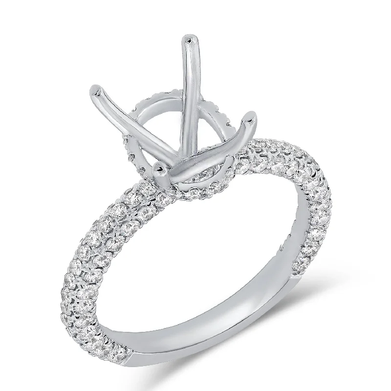 Women’s split-shank engagement rings-14K White Gold Diamond Hidden Under Halo Mounting