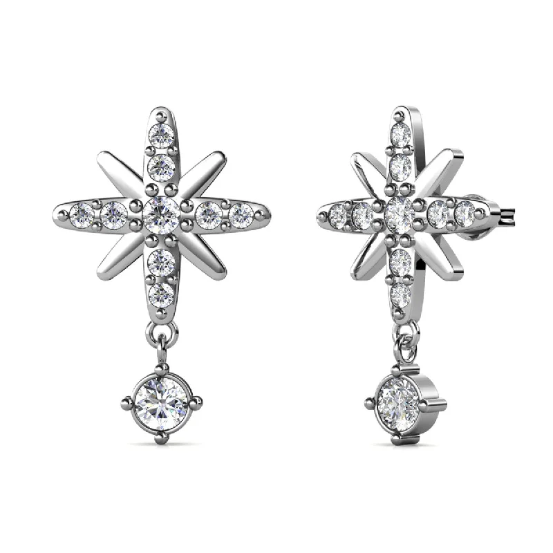 Women’s silver stud earrings-Harlow 18k White Gold Plated Silver Stud Earrings with Swarovski Crystals