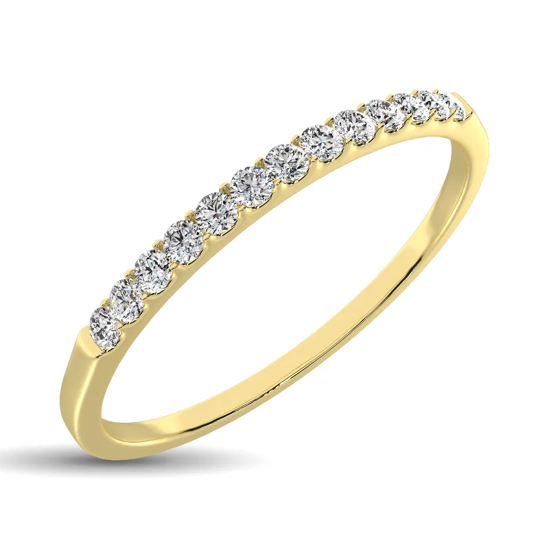 Women’s square diamond engagement rings-14K Yellow Gold 1/3 Ct Diamond Ladies Machine Band