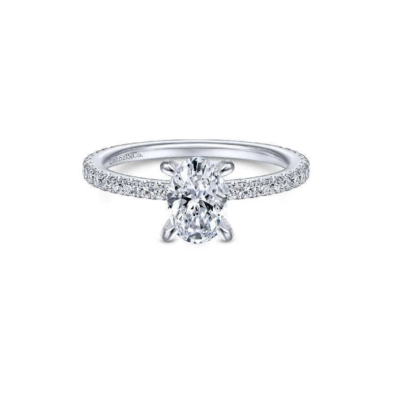 Women’s bezel-set engagement rings-14K White Gold Diamond Oval Mounting