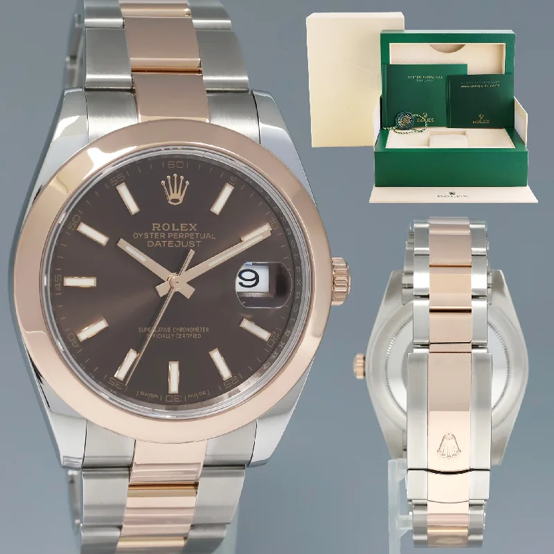 Unisex stainless steel strap watches-MINT 2019 Rolex DateJust 41 126301 Brown Everose Gold 18K Two-Tone Oyster Watch Box