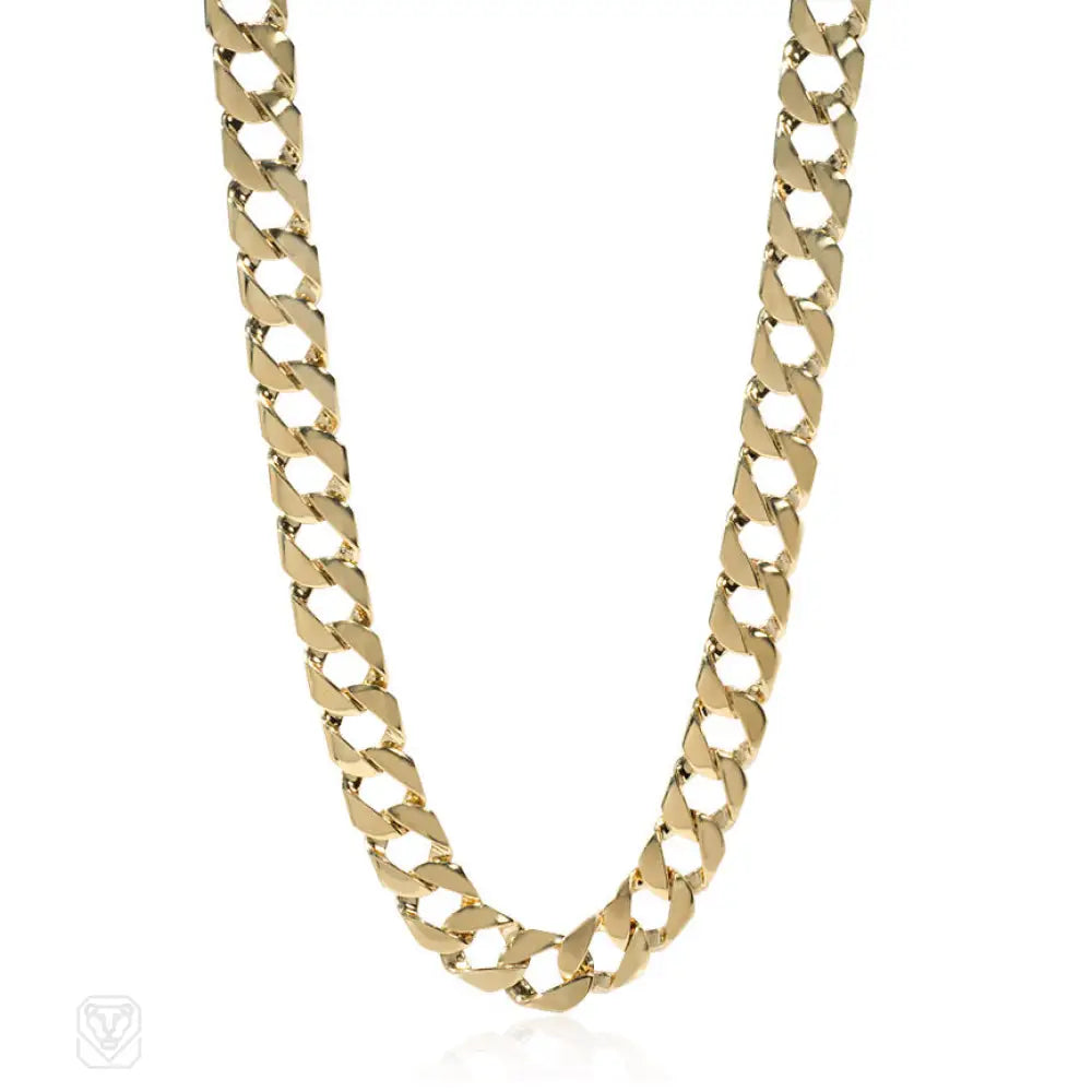 Women’s luxury necklaces-Gold flat curblink necklace