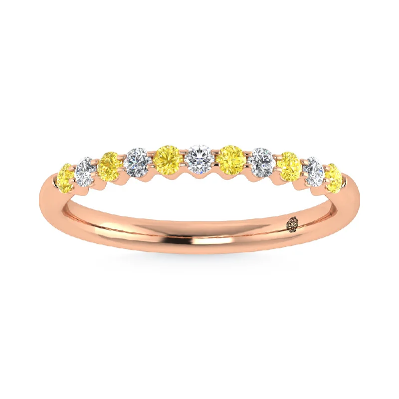 Women’s radiant diamond engagement rings-14K Rose Gold Lab Grown Alternate Yellow And White Diamond 1/4 Ct.Tw. Stackable Band